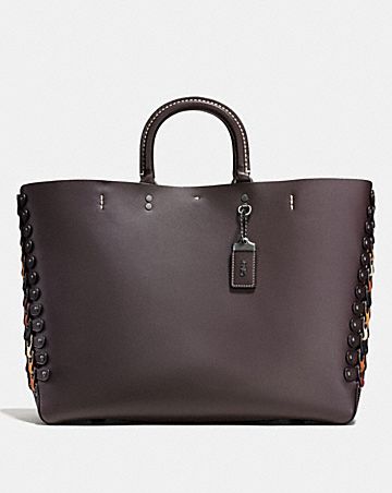 ROGUE TOTE WITH COACH LINK LEATHER DETAIL IN GLOVE CALF