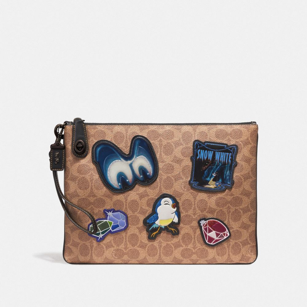 DISNEY X COACH TURNLOCK WRISTLET 30 IN SIGNATURE PATCHWORK