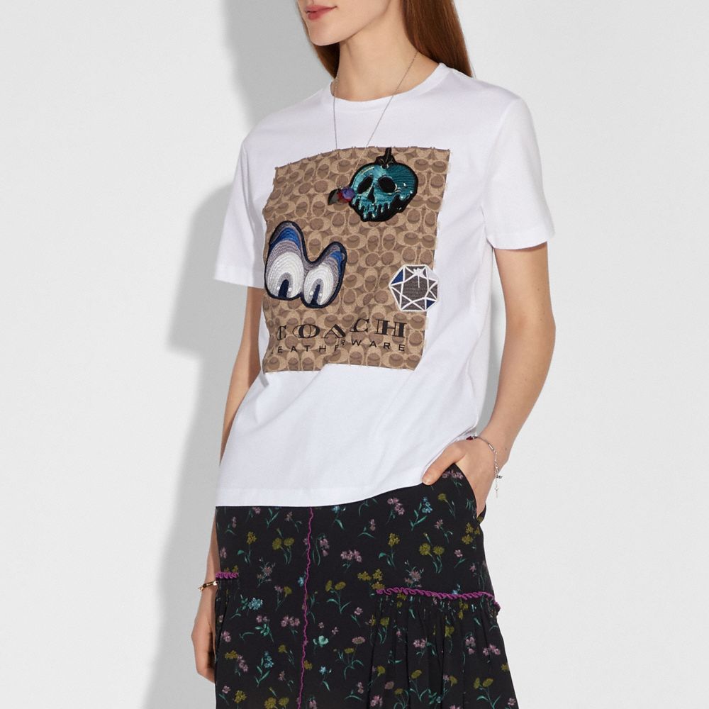 DISNEY X COACH SIGNATURE T-SHIRT WITH PATCHES - Alternate View 1