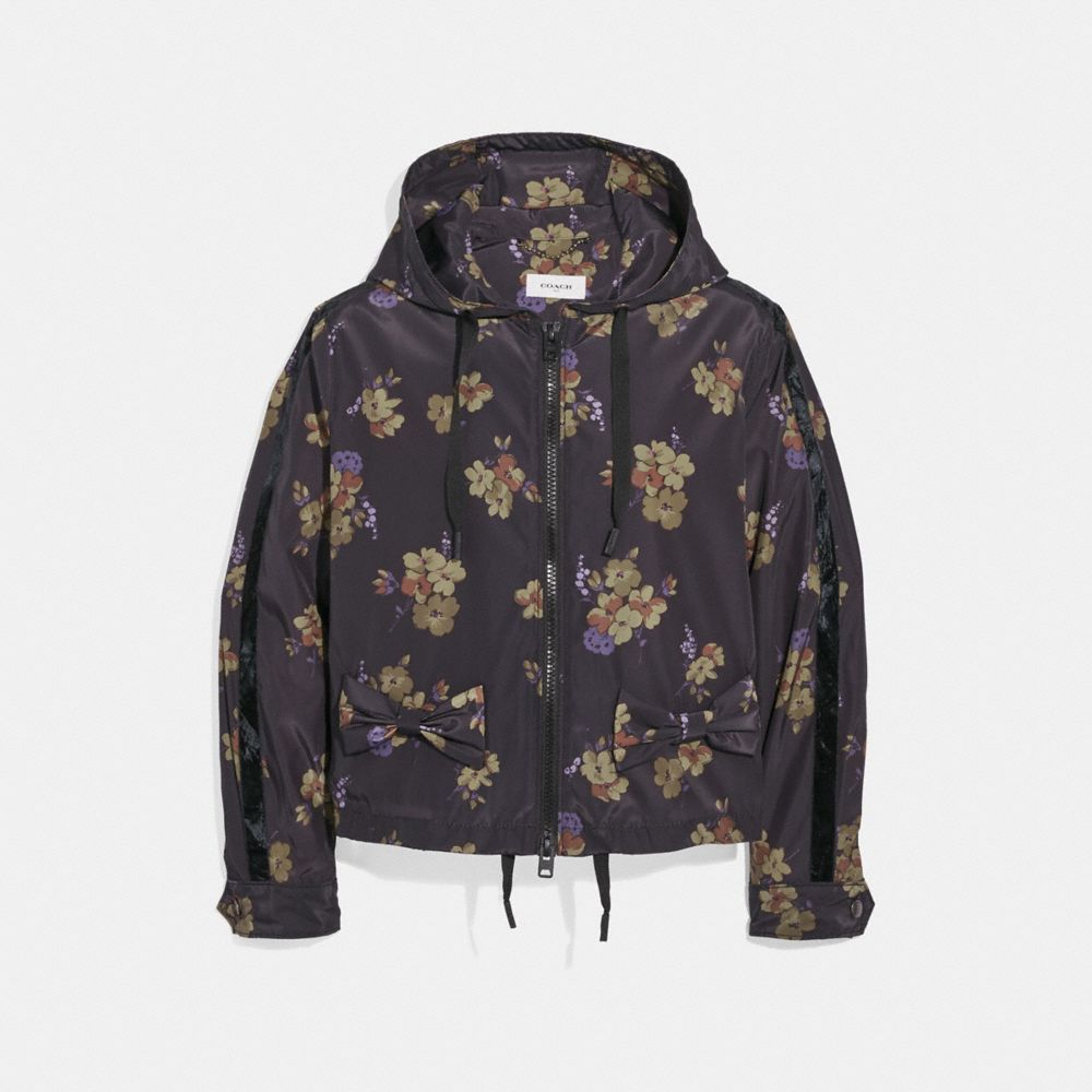 FOREST FLORAL PRINT ZIP HOODIE