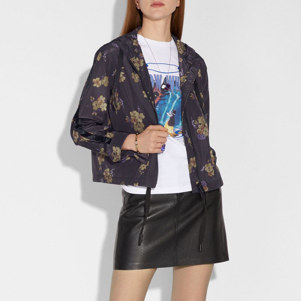 FOREST FLORAL PRINT ZIP HOODIE - Alternate View 1