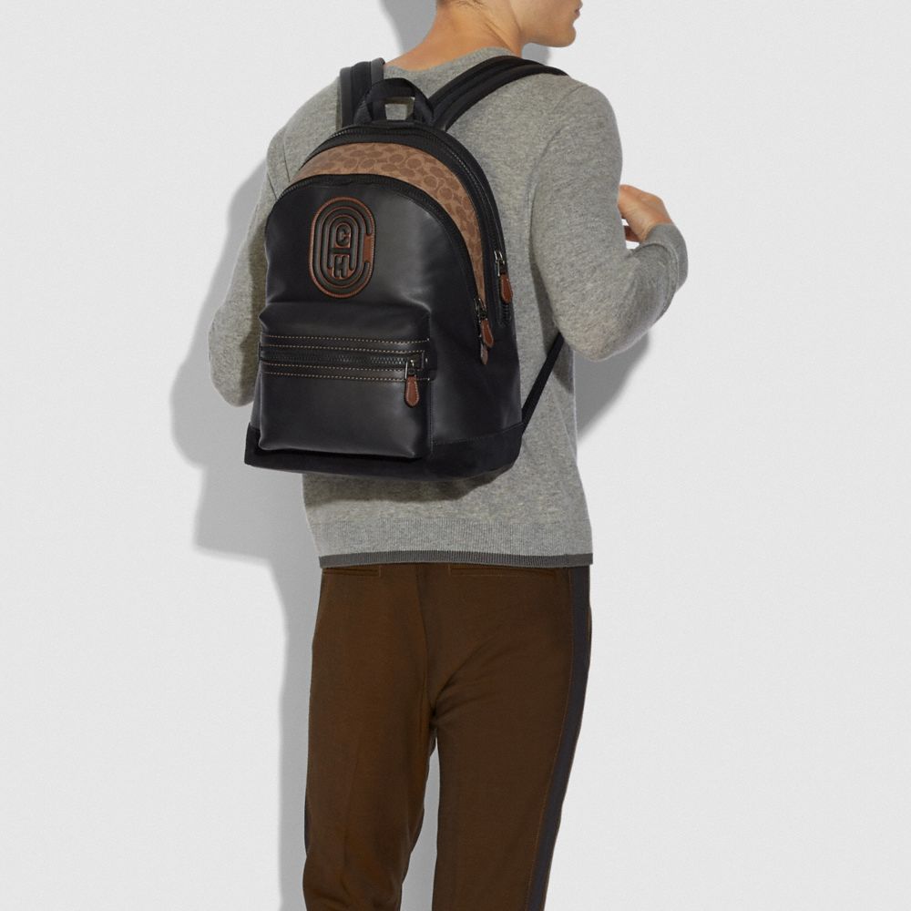ACADEMY BACKPACK WITH SIGNATURE CANVAS BLOCKING AND COACH PATCH - Alternate View 3