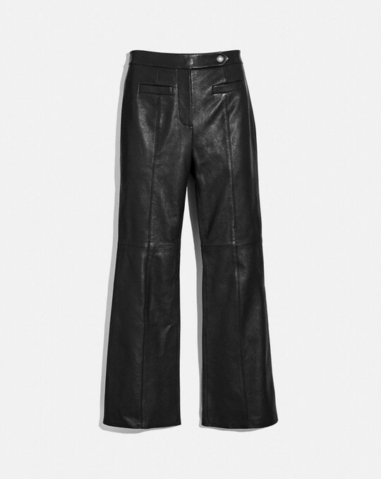 LEATHER FLARE TROUSERS