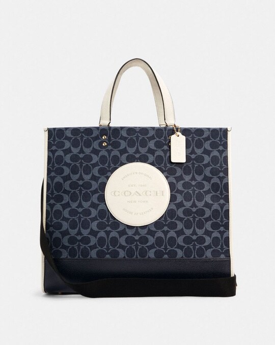 DEMPSEY TOTE 40 IN SIGNATURE JACQUARD WITH PATCH
