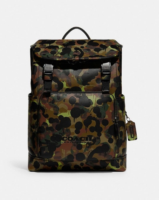 LEAGUE FLAP BACKPACK WITH CAMO PRINT