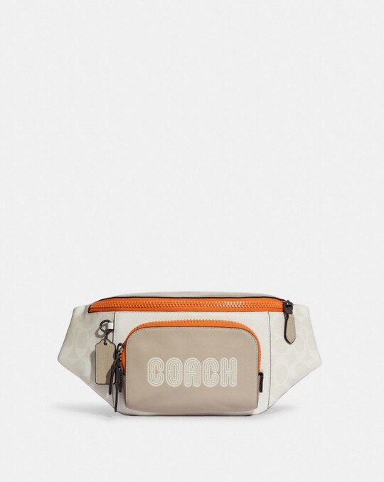 TRACK BELT BAG IN COLORBLOCK SIGNATURE CANVAS WITH COACH