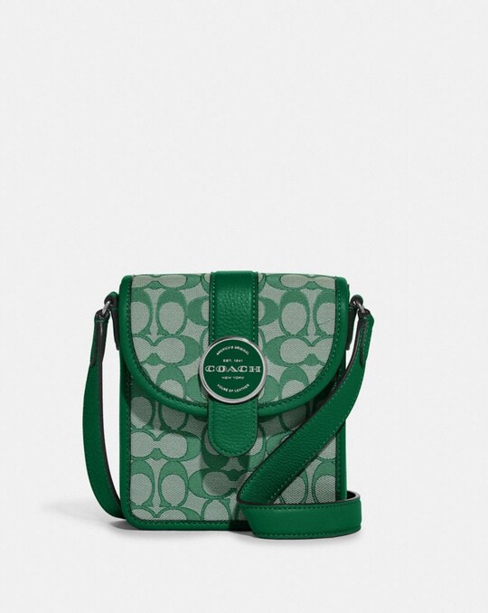 NORTH/SOUTH LONNIE CROSSBODY IN SIGNATURE JACQUARD
