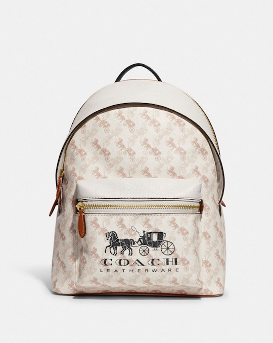 CHARTER BACKPACK WITH HORSE AND CARRIAGE PRINT