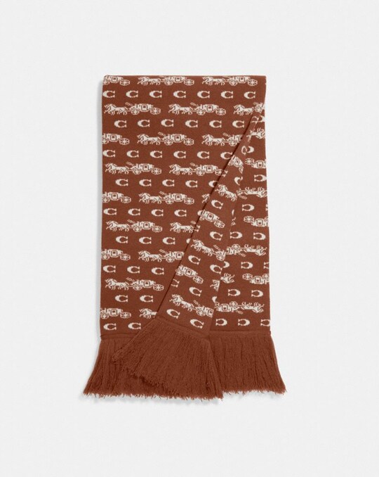 BOLD HORSE AND CARRIAGE PRINT OVERSIZED MUFFLER
