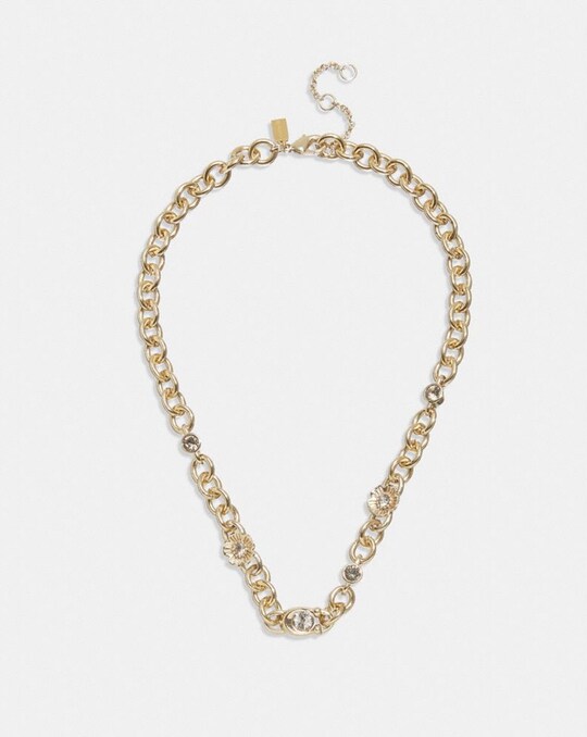 SIGNATURE AND STONE CHAIN NECKLACE