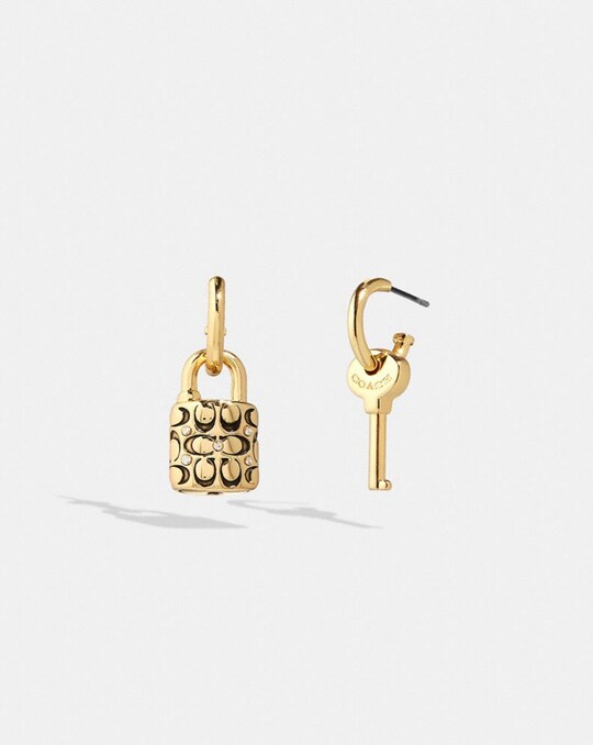 QUILTED PADLOCK KEY MISMATCH EARRINGS
