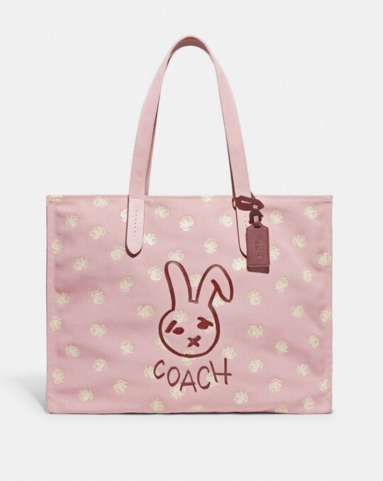 LUNAR NEW YEAR TOTE 42 WITH RABBIT IN 100 PERCENT RECYCLED CANVAS