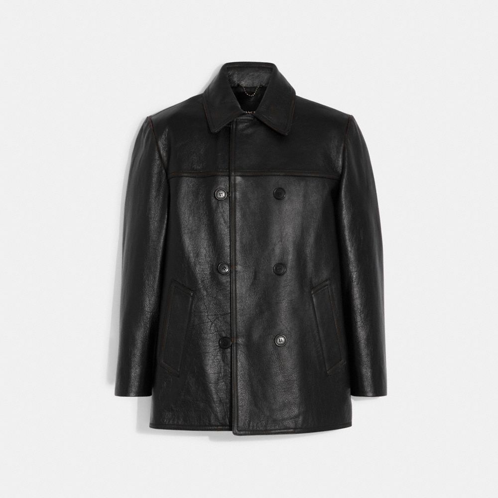 LEATHER PEACOAT