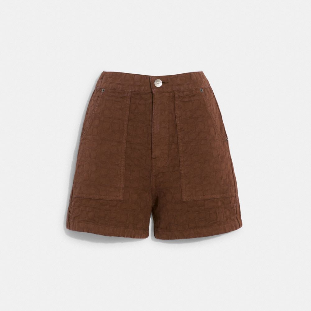 SIGNATURE JACQUARD DENIM SHORTS